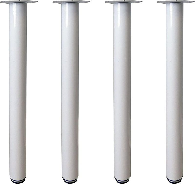 Photo 1 of Shepherd Hardware 8577E 27-1/2-Inch to 43-Inch Adjustable Steel Furniture Legs for Desks and Tables, White - 4-Pack