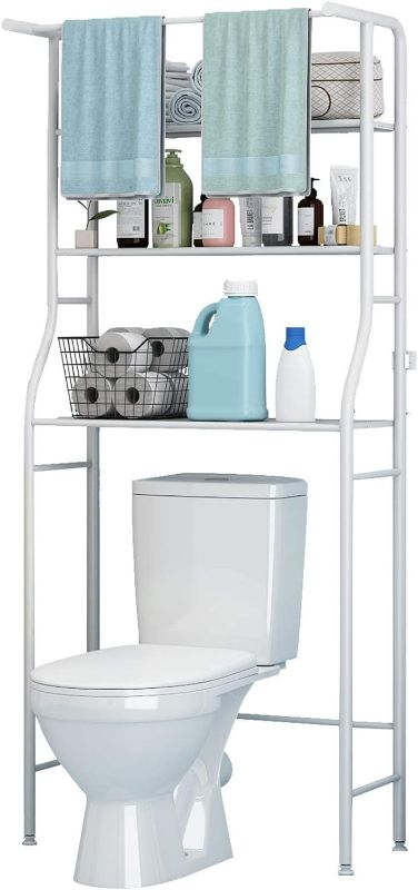 Photo 1 of UDEAR 3 Shelf Bathroom Space Saver,Over The Toilet Rack,Bathroom Corner Stand Storage Organizer Accessories,The Washing Machine,with Hanging Rod,Bathroom Tower Shelf,White