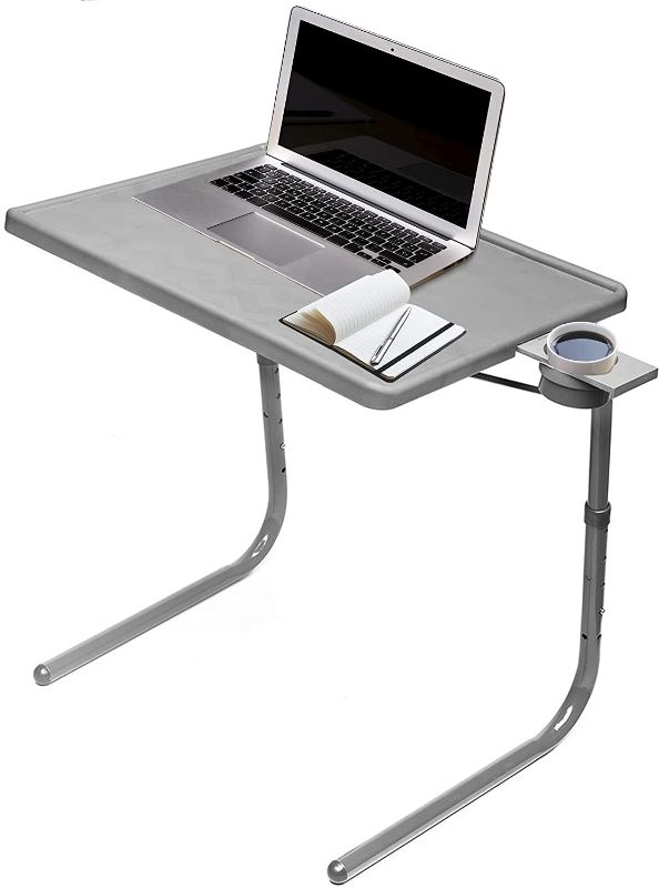 Photo 1 of Table Mate II TV Tray and Cup Holder Large Folding Table (Slate Grey)