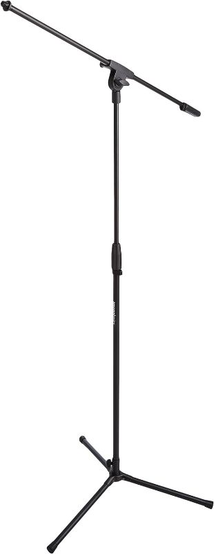 Photo 1 of Amazon Basics Adjustable Boom Height Microphone Stand with Tripod Base, Up to 85.75 Inches - Black