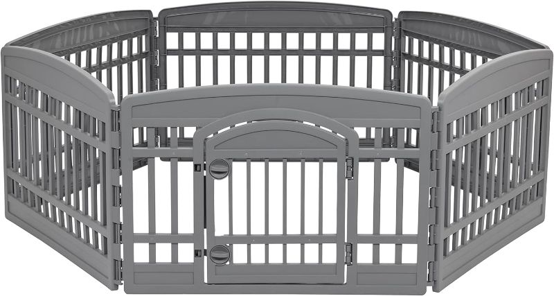 Photo 1 of Amazon Basics Dog Playpen, Pet Exercise Pen with Door, 24-Inches, 6 Panel, Dark Gray