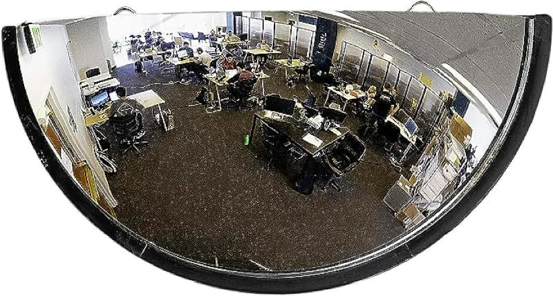 Photo 1 of 18” Acrylic Bubble Half Dome Mirror with Black Rim, Round Indoor Security Mirror for Driveway Safety Spots, Outdoor Warehouse Side View, Circular Wall Mirror for Office