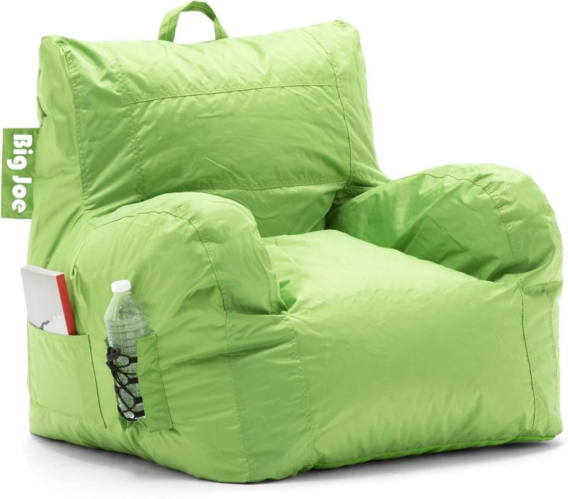 Photo 1 of Big Joe Dorm Bean Bag Chair with Drink Holder and Pocket, Spicy Lime Smartmax, Durable Polyester Nylon Blend
