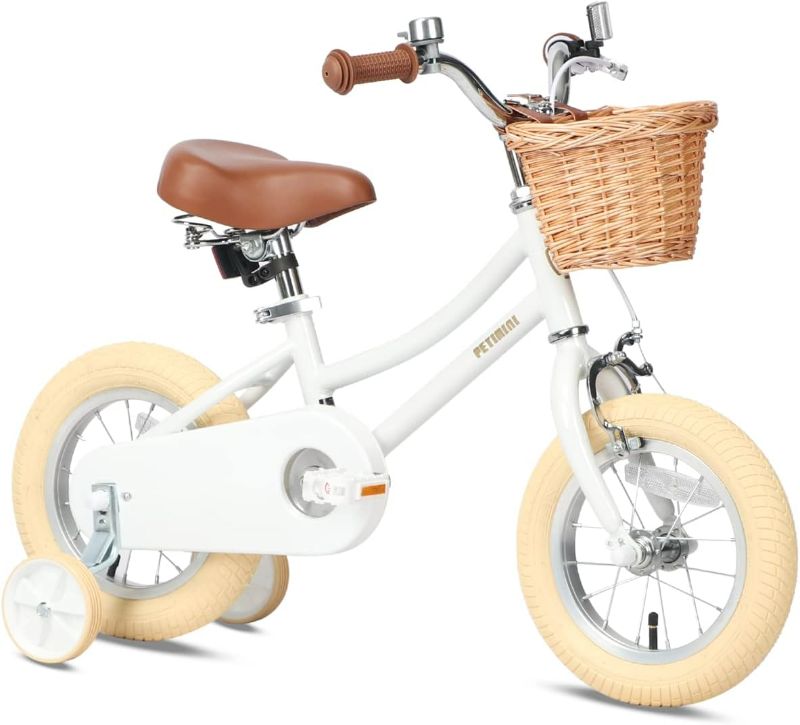 Photo 1 of Petimini Girls Bike with Basket for 2-12 Years Old Kids, 12 14 16 18 20 Inch Bicycle with Bell Training Wheels