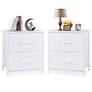 Photo 1 of Sandra White 18 in. W 2-Drawer Dresser with Fabric Bins and Steel Frame Nighstand Chest of Drawers