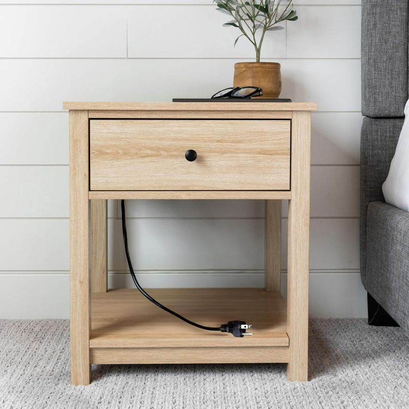 Photo 1 of APOC HOME Side Table with Charging Station - Smart Nightstand with Drawer, Shelf, USB Ports & Outlets