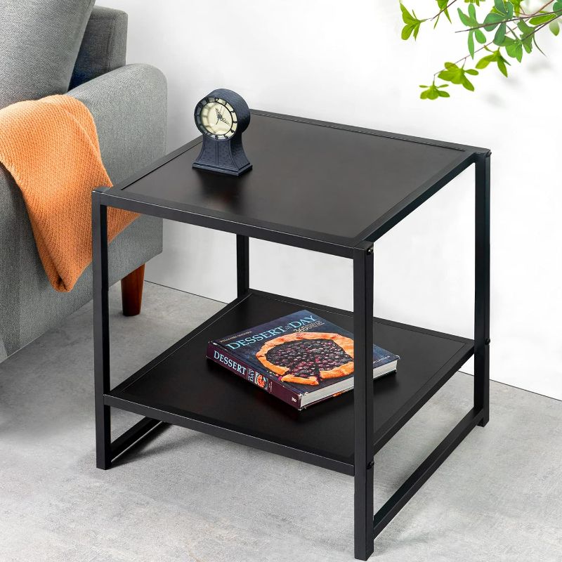 Photo 1 of ZINUS Dane 20 Inch Black Frame Side Table, End Table, Easy Assembly, Rich black wood grain (Espresso)
