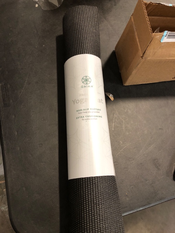Photo 2 of Gaiam Dry-Grip Yoga Mat - 5mm Thick Non-Slip Exercise & Fitness Mat for Standard or Hot Yoga, Pilates and Floor Workouts - Cushioned Support, Non-Slip Coat 