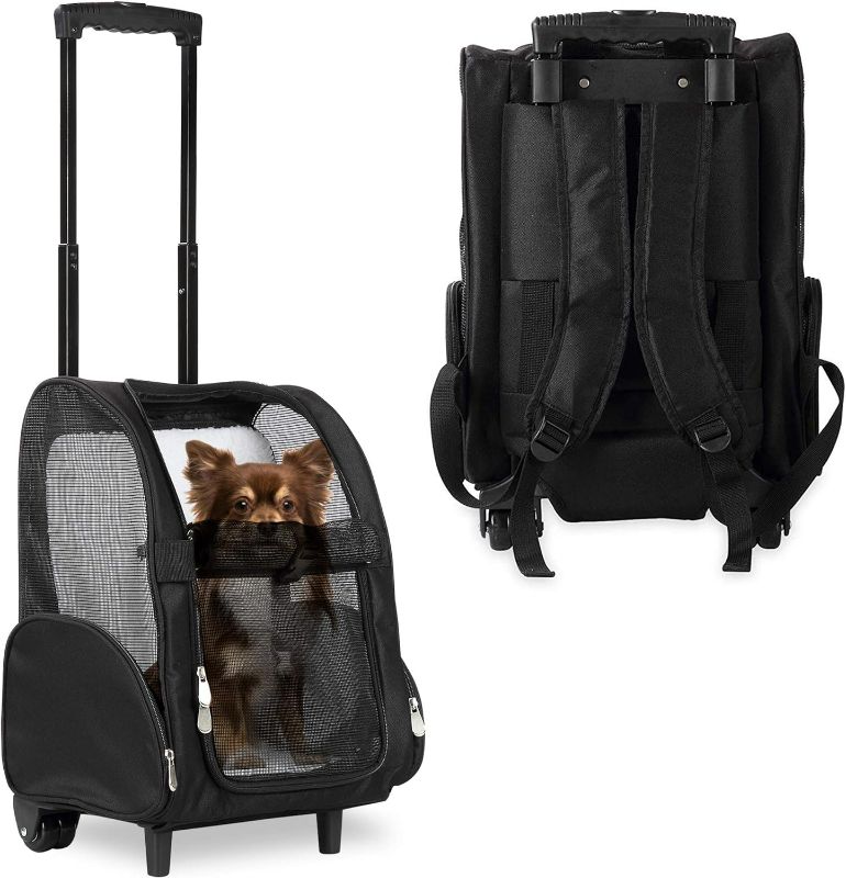 Photo 1 of KOPEKS Deluxe Backpack Pet Travel Carrier with Double Wheels - Black 