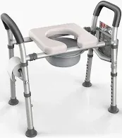 Photo 1 of Agrish Bedside Commode for Seniors with Adjustable Design (Heavy Duty 400lbs), Handicap Raised Toilet Seat with Handles Padded, Medical Elderly Assistance Potty Chair (Extra Large), Gray