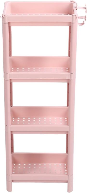 Photo 1 of Pink Bathroom Floor Storage Shelf Multi Layer Durable Standing Unit for Bathroom Organization (4 Layers)