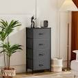Photo 1 of Grey 4-Drawer 18 in. W Dressers with Fabric Bins and Steel Frame Bedroom Storage Organizer Chest of Drawers
