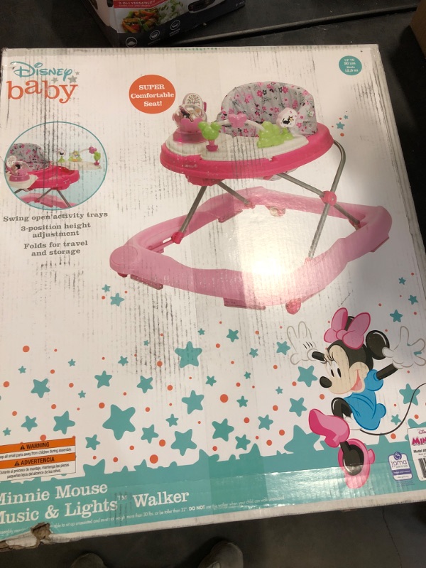 Photo 3 of Disney Baby Minnie Mouse Music and Lights Baby Walker with Activity Tray (Garden Delight)