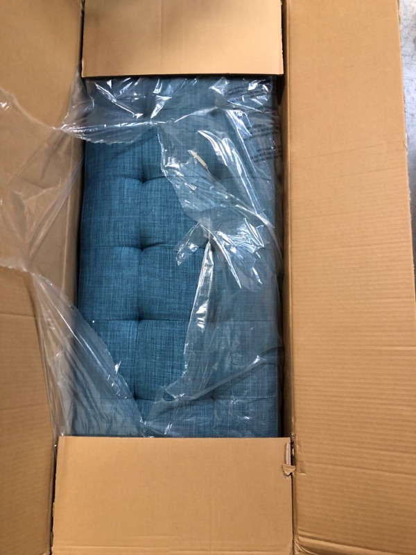 Photo 2 of Amazon Brand - Rivet Modern Haraden Upholstered Button-Tufted Bench, Blue,