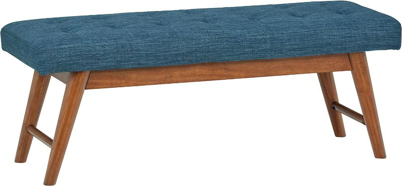 Photo 1 of Amazon Brand - Rivet Modern Haraden Upholstered Button-Tufted Bench, Blue,