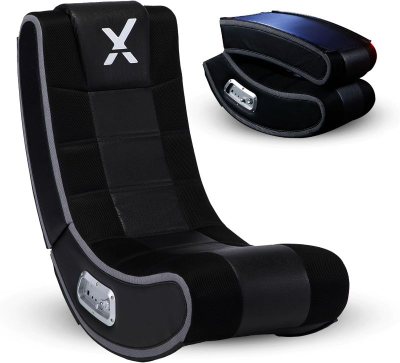 Photo 1 of X Rocker Floor Rocking Gaming Chair, Headrest Mounted Bluetooth Speakers for Audio, Compatible with All Major Gaming Consoles