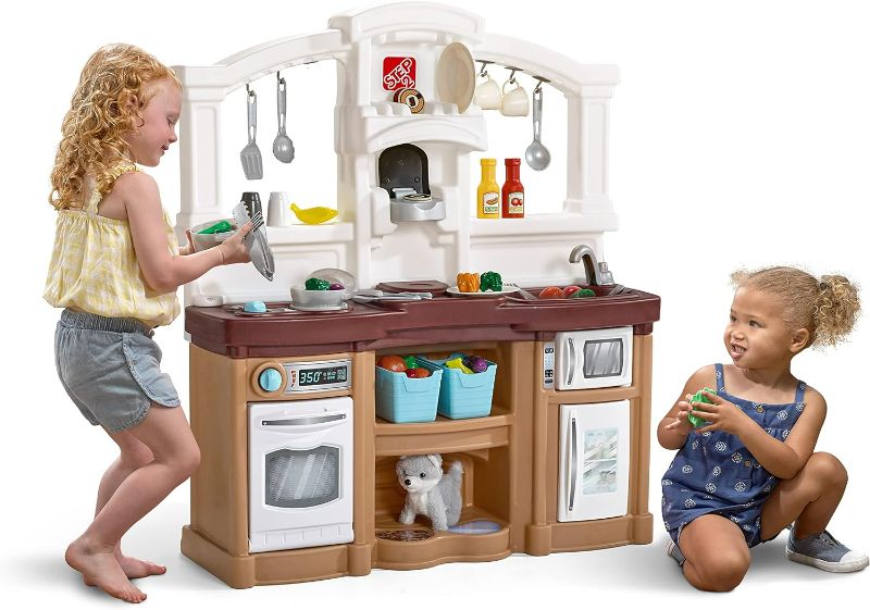 Photo 1 of Step2 Fun with Friends Kids Kitchen, Indoor/Outdoor Play Kitchen Set, Toddlers 2+ Years Old, 25 Piece Kitchen Toy Set, Easy to Assemble, Tan