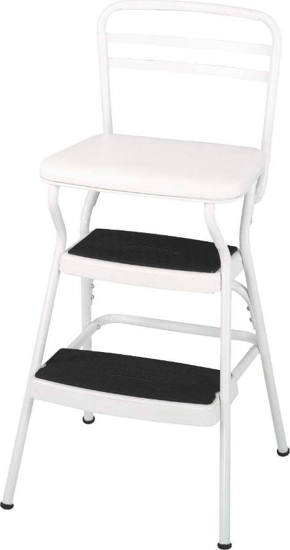 Photo 1 of Cosco White Retro Counter Chair / Step Stool with Lift-up Seat