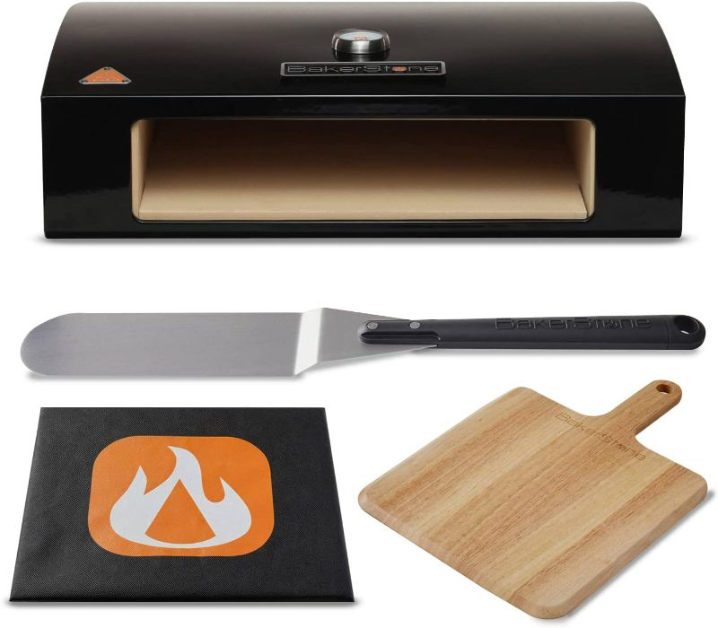 Photo 1 of BakerStone Pizza Oven Box Kit With Wood Pizza Peel/Spatula, Turning Peel And Dust Cover, Five-sided Pizza Stone Enamel Outdoor Pizza Oven For Gas Grill Top Baking Ovens