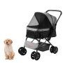 Photo 1 of VEVOR Pet Stroller, 4 Wheels Dog Stroller Rotate with Brakes, 44lbs Weight Capacity, Puppy Stroller with Reversible Handlebar, Storage Basket and Zipper, for Dogs and Cats Travel, Black+Grey