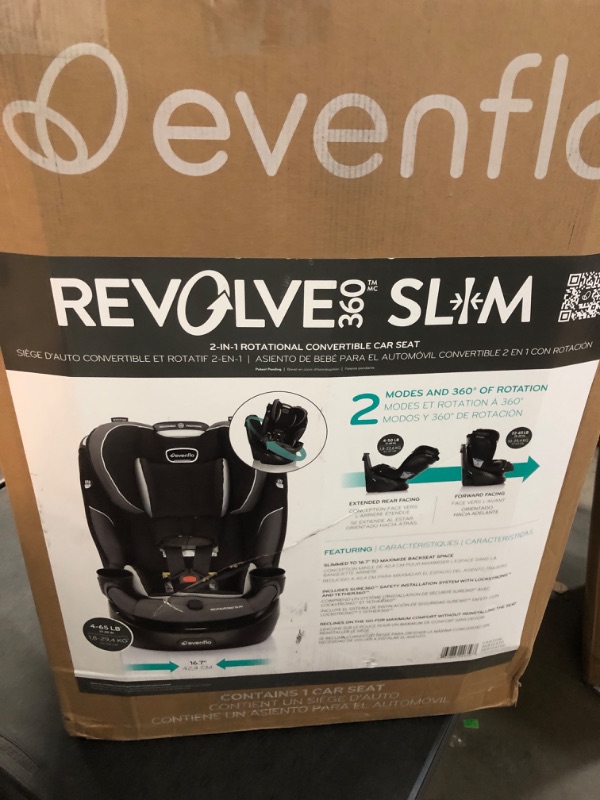 Photo 3 of Evenflo Revolve360 Slim 2-in-1 Rotational Car Seat with Quick Clean Cover (Salem Black)