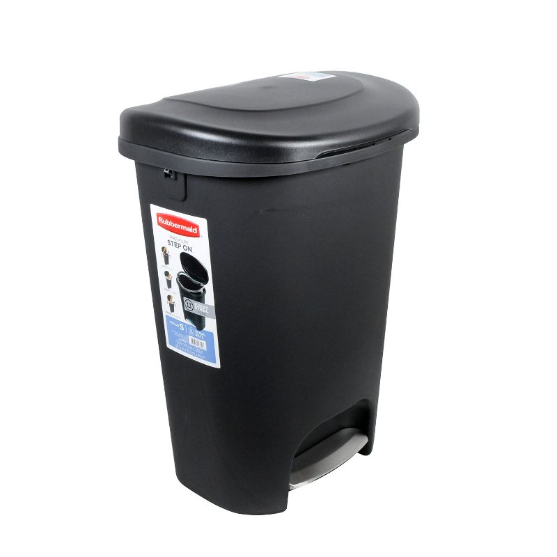 Photo 1 of Rubbermaid Classic 13 Gallon Plastic Hands Free Step On Trash Can, Black