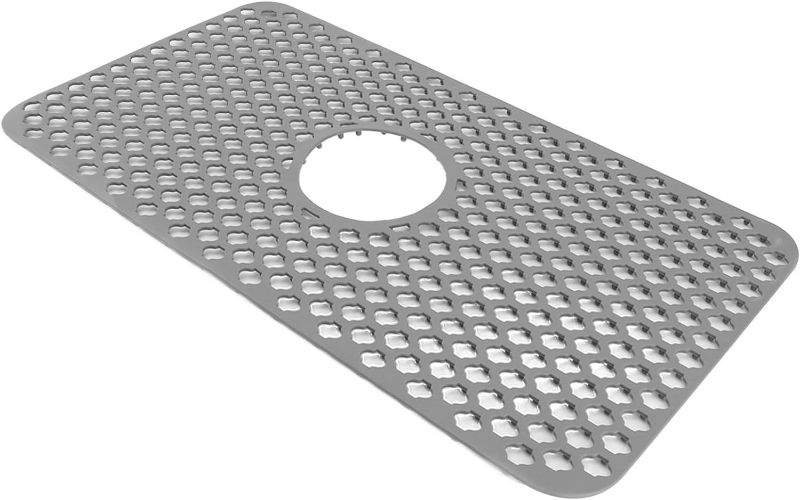 Photo 1 of Hollow Insulated Kitchen Sink Mat Non Slip Multi Functional Large Size Silicone Sink Mat Protector (Gray)