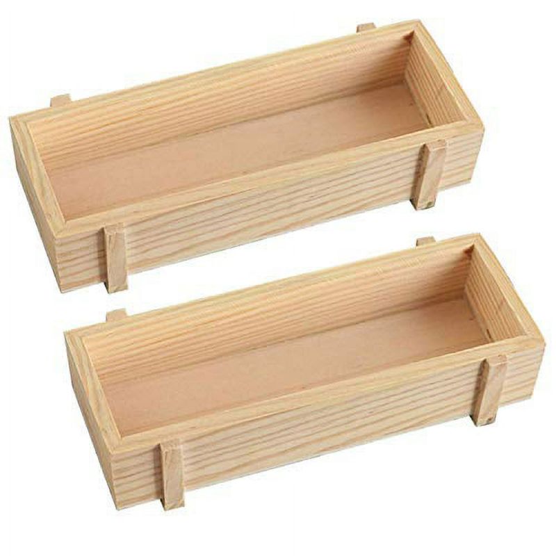 Photo 1 of LONG TAO 2 Pcs Wooden Box Rectangular Succulent Planter Plant Container Box Organizer for Home Venue Decor