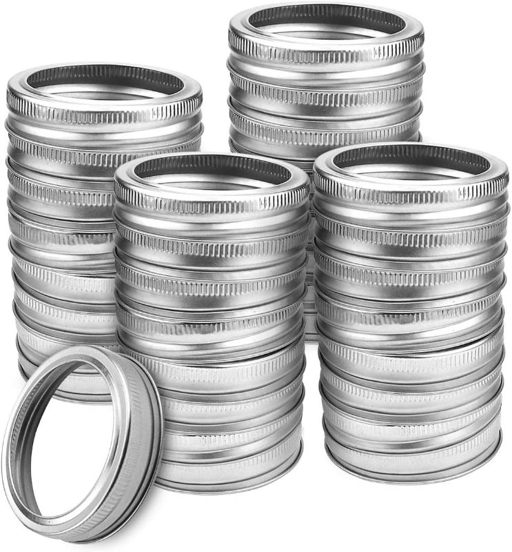 Photo 1 of 40 Pieces Regular Mouth Mason Jar Replacement Rings, 70mm Silver Mason Storage Split