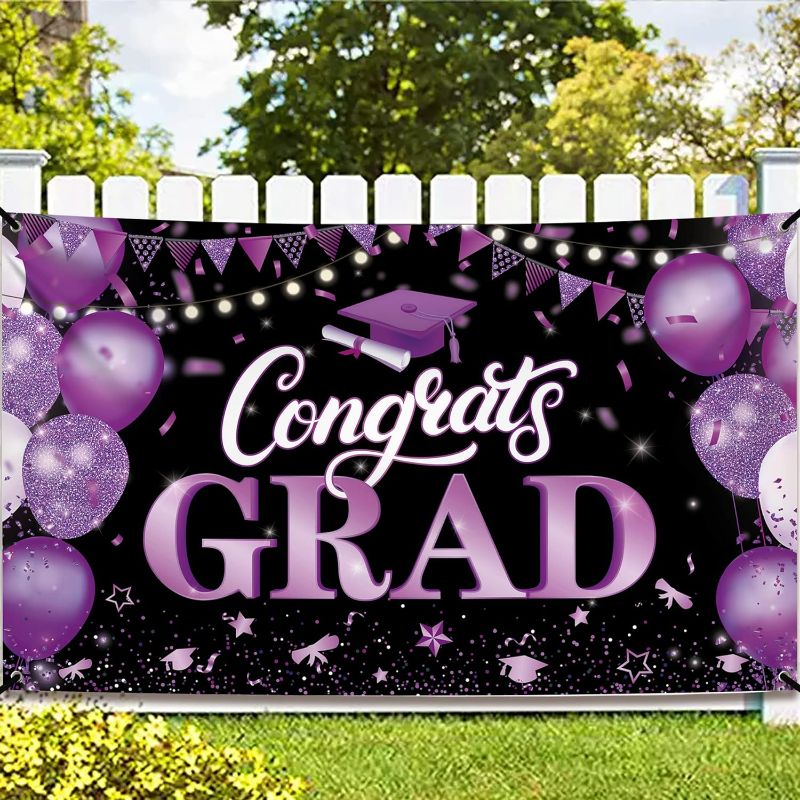 Photo 1 of Big Purple Congrats Grad Banner