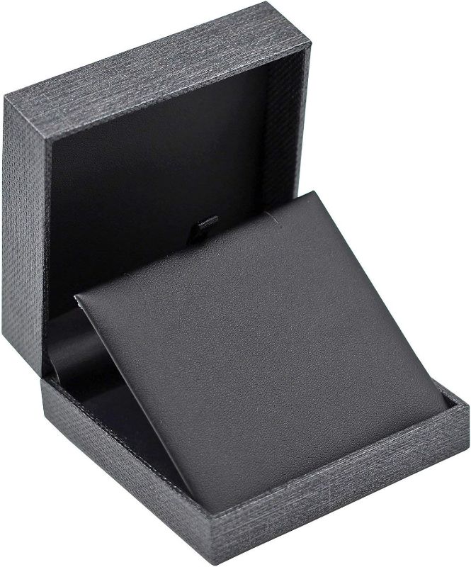 Photo 1 of CuteBox Premium Pebbled Grey Pendant Jewelry Box w/Black Faux Leather Inset