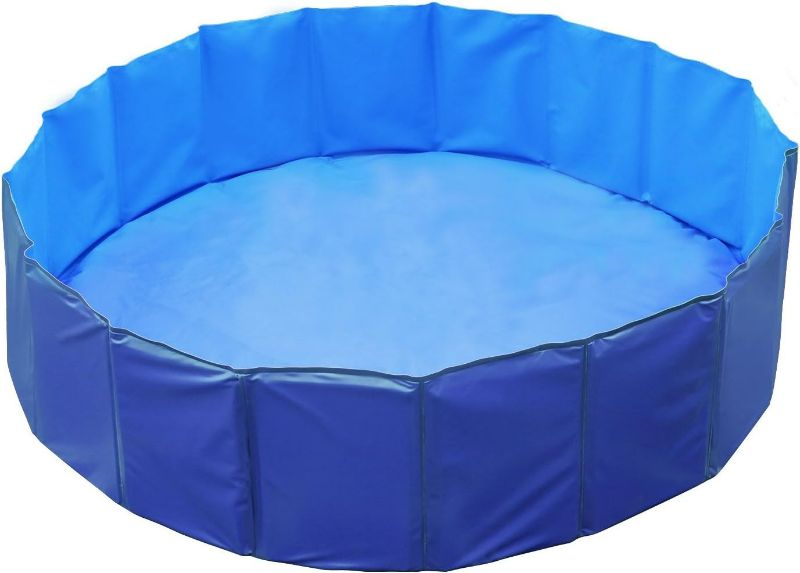 Photo 1 of Foldable/Portable [Collapsible] Large Dog Pet Bathing Swimming Pool. Durable, Heavy Duty, Bathing Bath Tub Wash Pond Water Washer for Toddlers, Dogs, Cats, Pets [Blue]