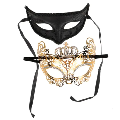 Photo 1 of SEWACC 2pcs Black Masquerade The Halloween Metal Masquerade Party Women Eye Halloween Half Fay