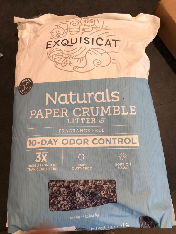 Photo 2 of ExquisiCat Naturals Multi-Cat Paper Crumbles Cat Litter - Unscented, Low Dust, Natural
