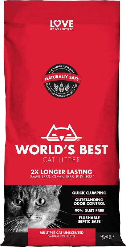 Photo 1 of World's Best Cat Litter, Clumping Litter Formula for Multiple Cats, 28-Pounds