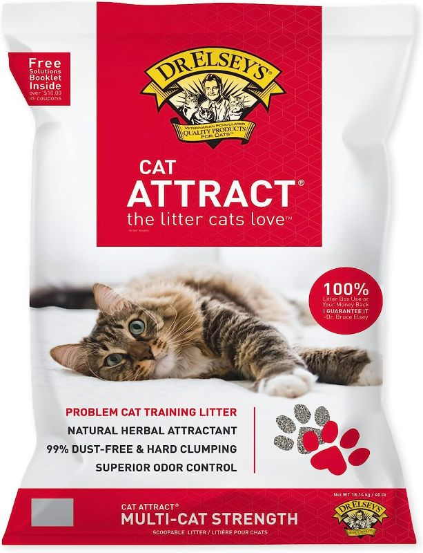 Photo 1 of Dr. Elsey's Premium Clumping Cat Litter - Cat Attract - 99% Dust-Free, Low Tracking, Hard Clumping, Superior Odor Control, Natural Herbal Attractant, Unscented & Natural Ingredients, 40 lb