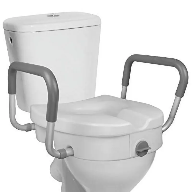 Photo 1 of RMS Raised Toilet Seat - 5 Inch Elevated Riser with Adjustable Padded Arms - Toilet Safety Seat for Elongated or Standard Commode
