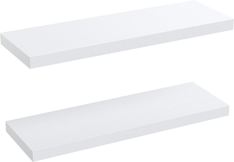 Photo 1 of AMADA HOMEFURNISHING Floating Shelves Large, 24 x 9 Inch Wall Shelves for Bathroom, Bedroom, Kitchen, Shelves for Wall Decor, White - AMFS06
