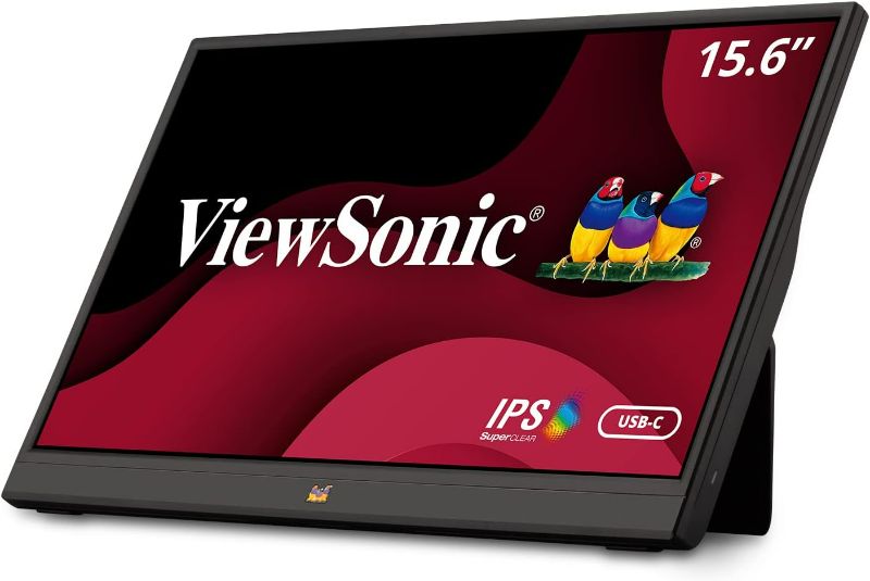 Photo 1 of ViewSonic VA1655 15.6 Inch 1080p Portable IPS Monitor with a Built-in Stand, Mobile Ergonomics, USB C, Mini HDMI and Protective Case for Home and Office,Black
