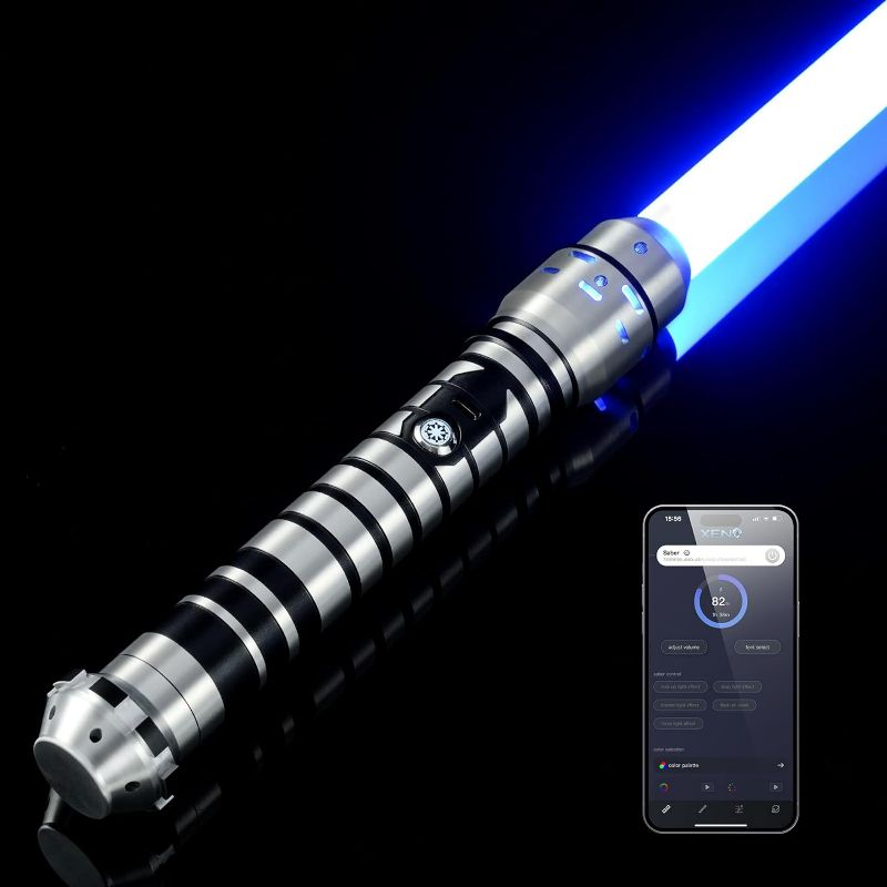 Photo 1 of DAMIENSABER Upgrade RGB3.0 Smooth Swing Light Saber, Motion Control Dueling Light Saber 16 Sound Fonts Light Saber with Infinite Color Changing and 16 Solid Color, Rechargeable Metal Hilt for Adults
