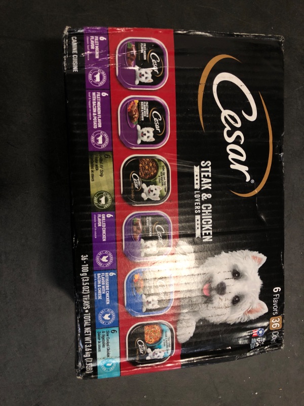 Photo 2 of CESAR Adult Wet Dog Food Steak and Chicken Lovers Variety Pack with Real Meat or Real Chicken, (36) 3.5 oz. Easy Peel Trays