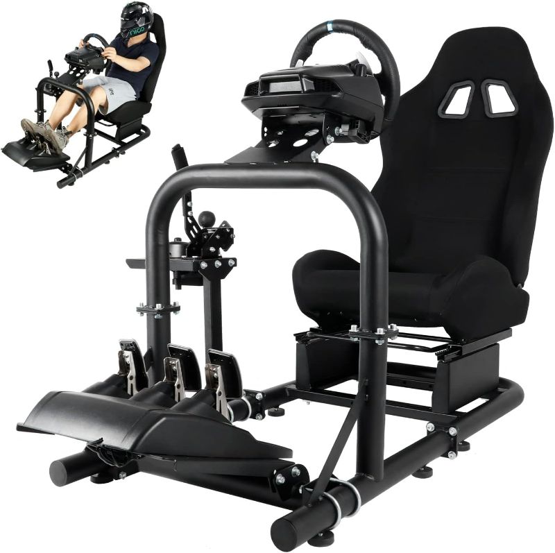 Photo 2 of Hottoby Racing Simulator Fits for Logitech, Thrustmaster, Fanatec, G25,G29,G920,G923,T300RS, Stability Upgrade Adjustable Wheel Stand, No Wheel,Pedal,Handbrake and seat