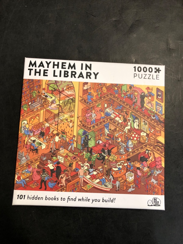 Photo 3 of Mayhem in The Library: Book Jigsaw Puzzle for Adults (1000 Pieces) Filled with 101 Riddles to Solve