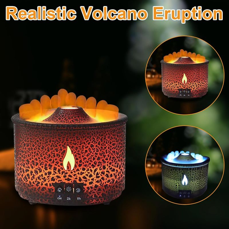 Photo 1 of Volcano Humidifier Quiet Flame Diffuser: 300ml Spray Humidifier with 2 Modes Fire Mist Waterless Auto Shut Off Aromatherapy Diffuser with Remote Control for Bedroom Home, Office