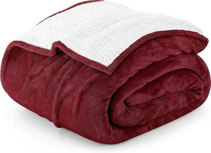 Photo 1 of Utopia Bedding Sherpa Blanket Twin Size [Red, 90x66 Inches] - 480GSM Thick Warm Plush Fleece Reversible Blanket for Bed, Sofa, Couch, Camping and Travel