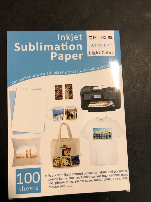 Photo 2 of Printers Jack Light Color Epson Sublimation Paper 8.5x11 inch All Inkjet Printers - 100 Sheets
