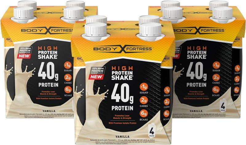 Photo 1 of Body Fortress Ready to Drink Protein Shake, 40g of Protein, Vanilla, 11 Fl Oz (Pack of 12)