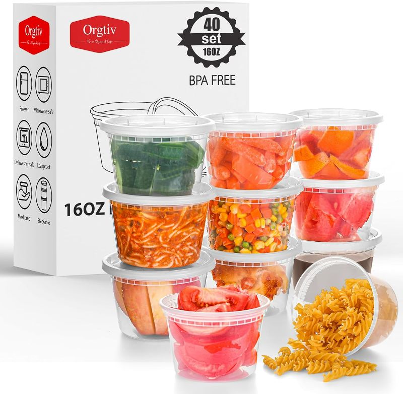 Photo 1 of Orgtiv Deli Containers with Lids 16OZ 60Set