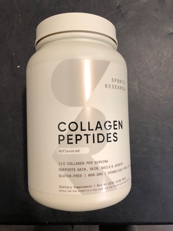 Photo 2 of Sports Research Collagen Peptides - Hydrolyzed Type 1 & 3 Collagen Powder Protein Supplement for Healthy Skin, Nails, & Joints - Easy Mixing Vital Nutrients & Proteins, Collagen for Women & Men