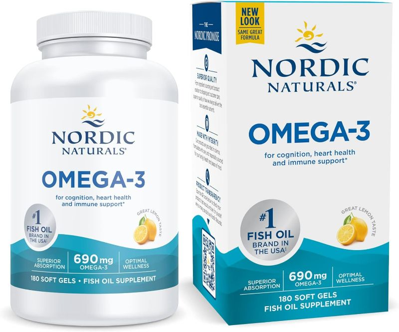 Photo 1 of Nordic Naturals Omega-3, Lemon Flavor - 180 Soft Gels - 690 mg Omega-3 - Fish Oil - EPA & DHA - Immune Support, Brain & Heart Health, Optimal Wellness - Non-GMO